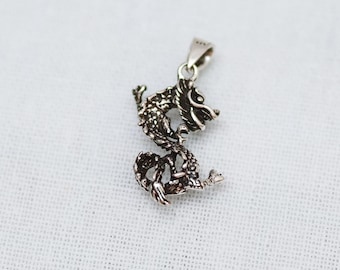 Dark Patina Silver Dragon Pendant for Necklace