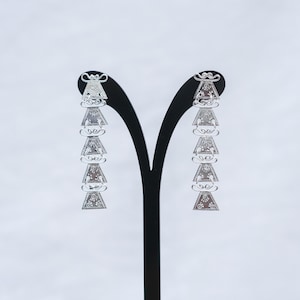 Hmong or Miao 3 and 5 Phiaj Layers Silver Stud Earrings