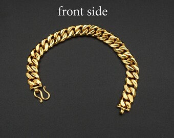 24K Gold & Silver Plated Cuban Link Bracelet over Brass