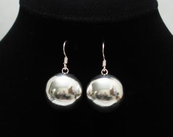 Big Ball Silver Hook Earrings
