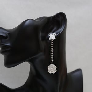 Silver Hmong or Miao Phiaj Stud with Snail Dangle earrings