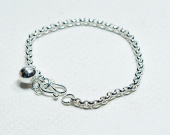 Sterling Silver 925 Half Round Bracelet with Bell