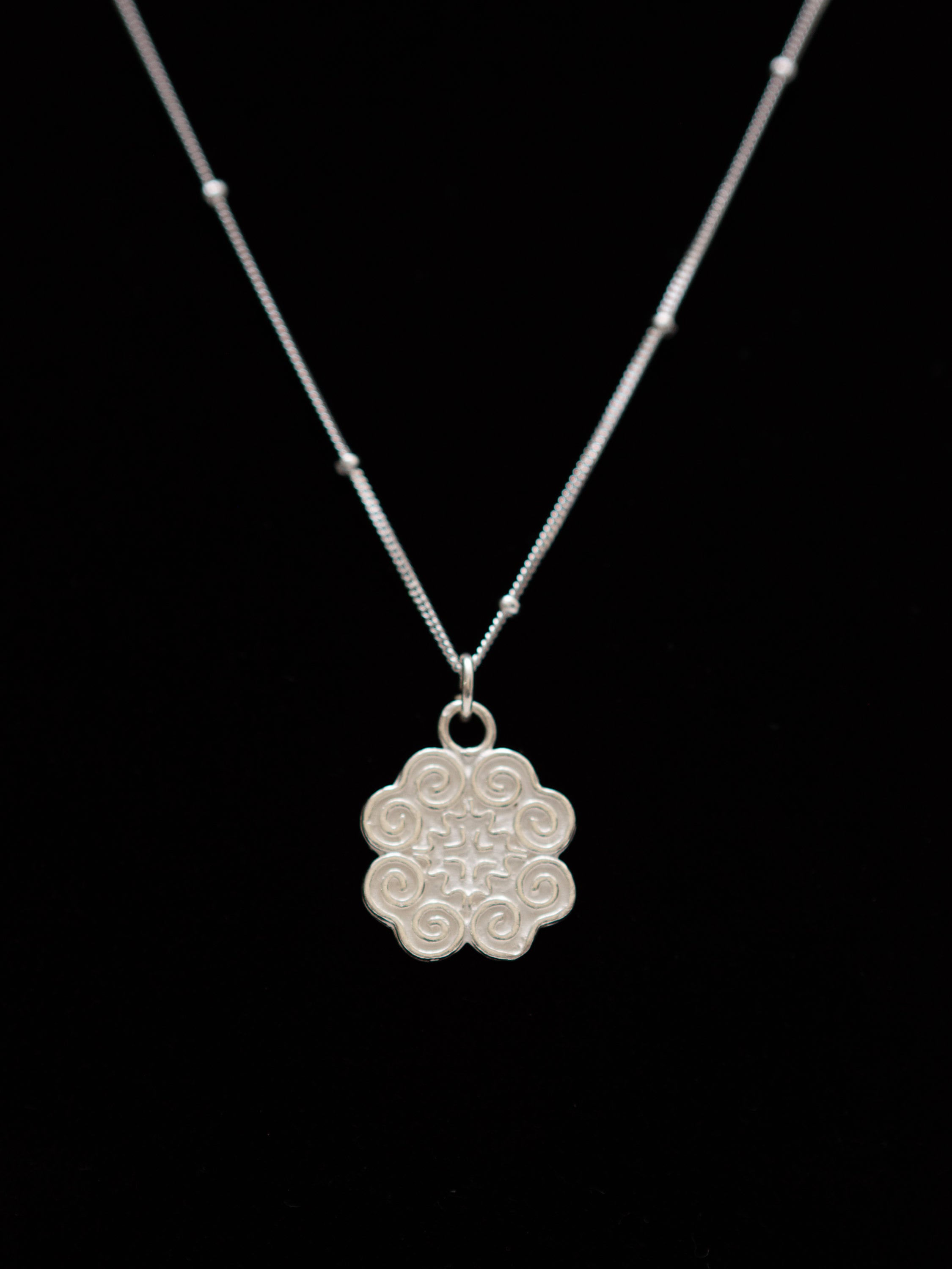 Hmong or Miao Snail Silver Pendant, Hoops and Stud Earrings