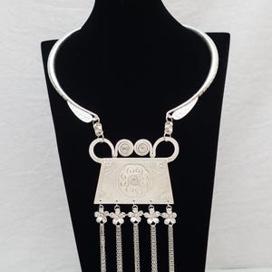 Handmade Hmong or Miao Silver Choker with Big Phiaj Pendant