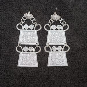 Hmong or Miao 2 Layers Silver Phiaj or Soul Lock Stud Earrings