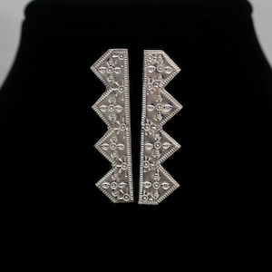 Handmade Hmong (Miao) Paj Ntaub (Hmong textile Pattern) Silver Stud Earrings