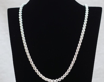 5mm. double link silver chain necklace, over the head necklace, slip on necklace, no clasp, All connections are permanently soldered