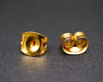 24K Gold and Silver Plated Brass Butterfly Backs for Stud Earrings