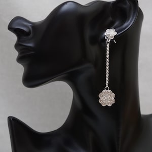 Silver Stud with Snail Dangle Earrrings