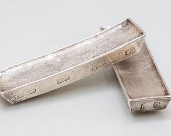 Antique Fine Silver Bar, Hmong Silver Ingot, Chinese Vietnamese Silver Ingot, Nyiaj Choj, Nyiaj Daim 375-380 Grams