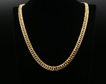 24K Gold & Silver Plated Cuban Chain Necklace over Brass - Multiple Sizes