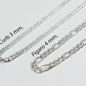 Silver Cuban Link Chain (Curb) and Figaro Necklaces
