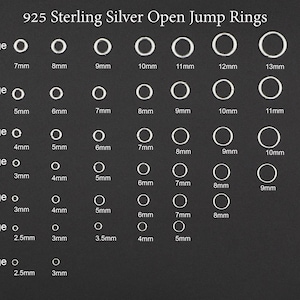 Anillos abiertos de plata de ley 925 en calibres 14, 16, 18, 20, 22, 24 y 26. Precios al por mayor.