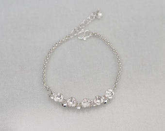 Silver Sakura flower bracelet for women