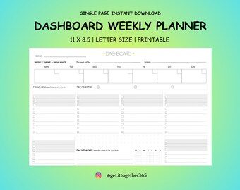 Desktop Dashboard Weekly Planner / Goal Setting / Organization / ADHD / Task Manager