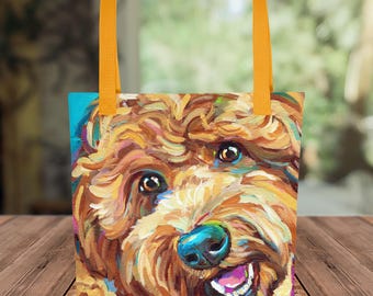 Goldendoodle Tote Bag – Colorful Dog Art Tote, Doodle Dog Lover Gift, Cute Pet Portrait Bag, Durable Everyday Carry-All