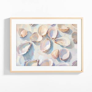 Pastel Oyster Painting | Abstract Coastal Wall Art |  Printable Digital Download | Beach House Art Print