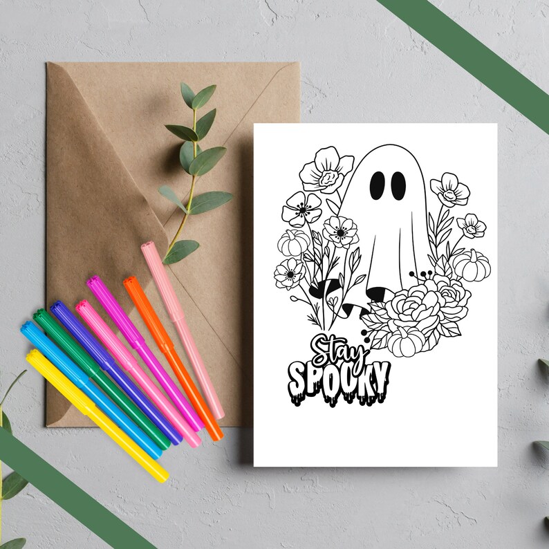 Spooky Ghost Halloween Coloring Page for Kids and Adults Funny Ghosts