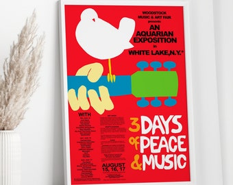 Woodstock Poster, 1969 Vintage Concert Poster Vintage Music Poster