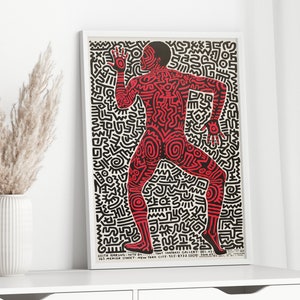 Keith Haring Poster, Vintage Exhibition Poster Print, Pop Art Print Poster, Unique Wall Decor T0063