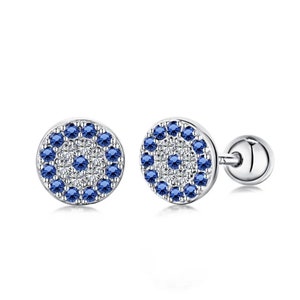 Evil eye studs - sterling silver plating earrings - Dainty stud earrings - cz stones