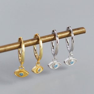 Evil Eye Hoop Earrings - Huggie hoops - Cz evil eye earrings - Huggie earring - Dainty earring - Hoop earrings - Eye hoop earrings
