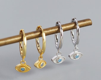 Evil Eye Hoop Earrings - Huggie hoops - Cz evil eye earrings - Huggie earring - Dainty earring - Hoop earrings - Eye hoop earrings