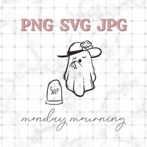 Maandag rouw schattig Halloween SVG | Boe-Svg | Kerkhof clipart | Grappige geest png | Halloween SVG-bestanden knippen | Grafsteen Svg | Geest SVG