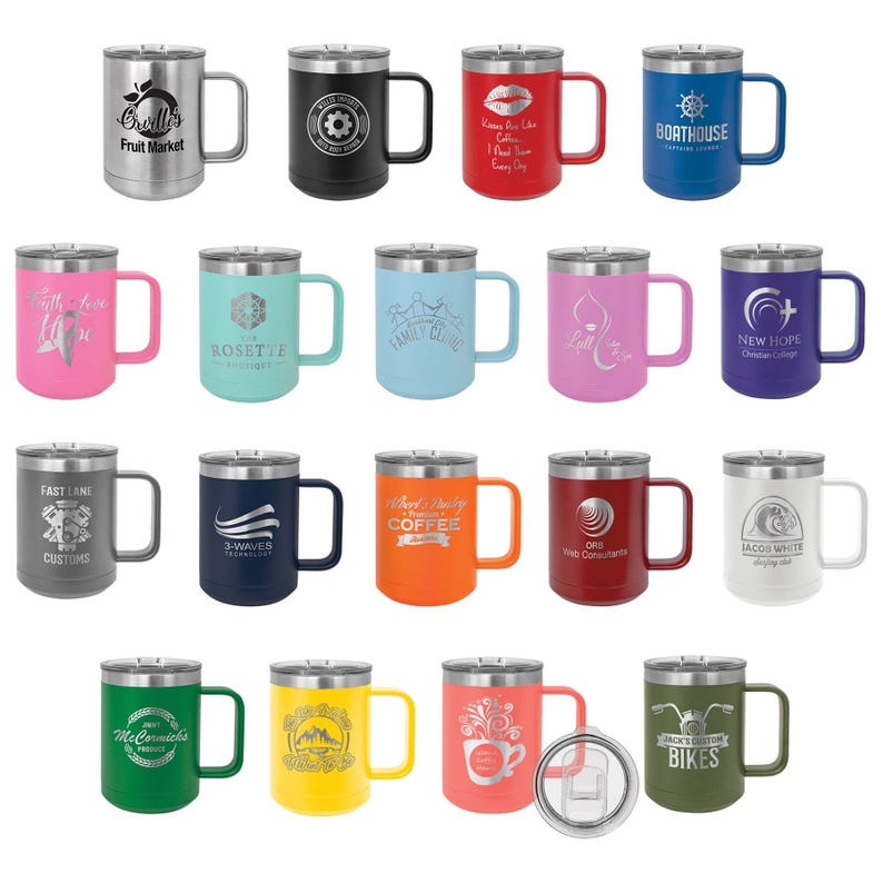 Bulk Coffee Mugs Logo Engraved - 15 Oz Insulated Mugs for Corporate ...