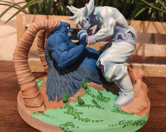 Ultra Instinct Warrior contre Planet Eater Moro | Arc des prisonniers de la patrouille galactique | Statuette personnalisée imprimée en 3D | PLA+ résistant aux chocs | Décoration anime