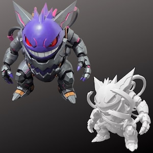 Mecha Gengar - Hand Painted Statue OR Unpainted Model Kit - Pokemon Ghost Type Robot 3D Printed Figure - PLA+
