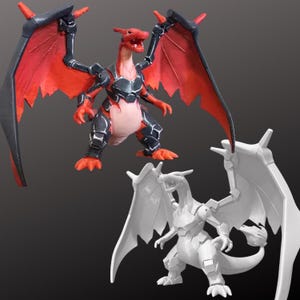 Mecha Glurak - Handbemalte Statue ODER unbemaltes Modellbausatz - Pokemon Mechanischer Drache 3D Gedruckt Figur - PLA+