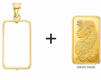 1 gran pamp suisse lady fortuna 24kt + pendant bezel 14K Yellow Solid GOLD