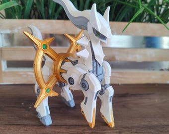 Mecha Arceus - Statue peinte à la main ou modèle non peint - Figurine robotique Pokemon Style 3D imprimée - Dieu mécanique - PLA + cybernétique