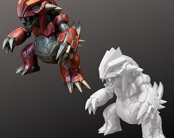 Mecha Groudon Robot Kaiju - Statue peinte à la main OU modèle non peint - Figurine imprimée en 3D Fan Art légendaire du monstre terrestre - PLA+