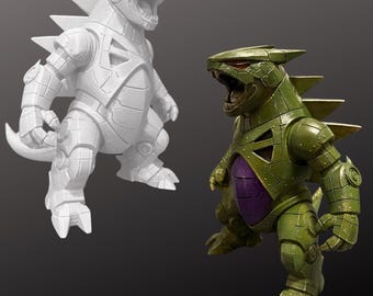 Mecha Tyranitar / Iron Thorns - Estatua pintada a mano o maqueta sin pintar - Robot Kaiju, dinosaurio cibernético, figura impresa en 3D - PLA+