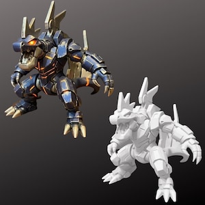 Mecha Feraligatr - Hand Painted Statue OR Unpainted Model Kit - Pokemon Water Starter Evolution 3D Printed Figure - PLA+