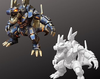 Mecha Feraligatr - Statue peinte à la main OU modèle non peint - Figurine imprimée en 3D Pokemon Water Starter Evolution - PLA+