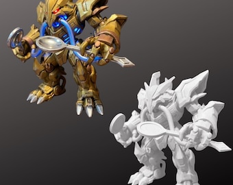 Mecha Alakazam - Hand Painted Statue OR Unpainted Model Kit - Poke Monster Robot 3D Printed Figure - PLA+