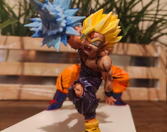 Diorama père fils Kamehameha - statue peinte à la main ou kit non peint - figurine Goku Gohan - Dragon Ball Z Cell Saga Moment imprimé en 3D