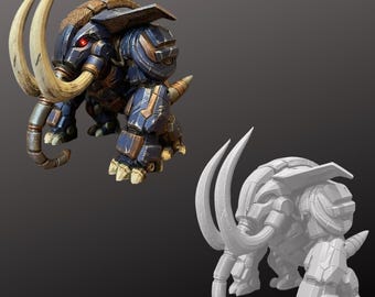 Mecha Donphan - Statue peinte à la main ou kit de modèle non peint - Figurine imprimée en 3D Robot éléphant inspiré de Pokemon - PLA+