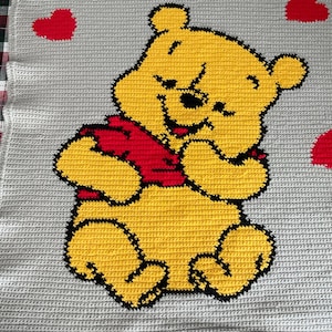 Pooh bear Tapestry pdf pattern| Alpha pattern| Easy crochet| Baby throw blanket