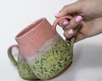 Watermelon inspired handmade ceramic mug