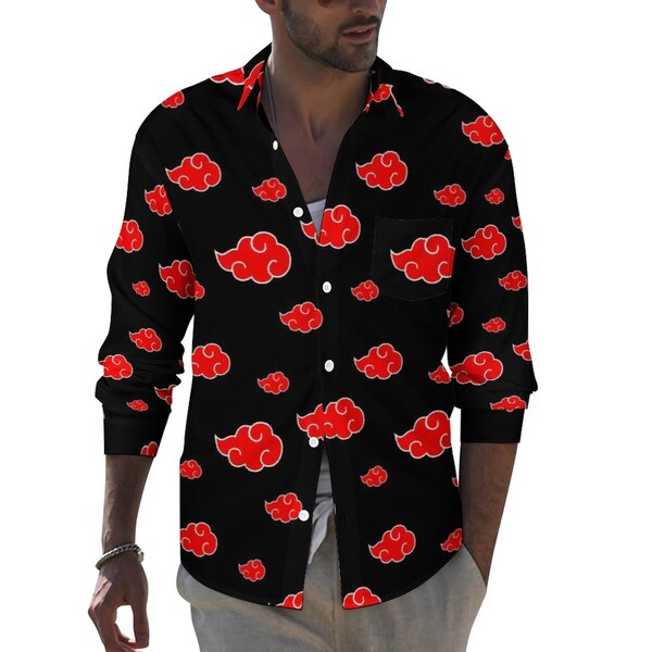 Chemise à manches longues pour hommes Akatsuki avec poche (impression complète)