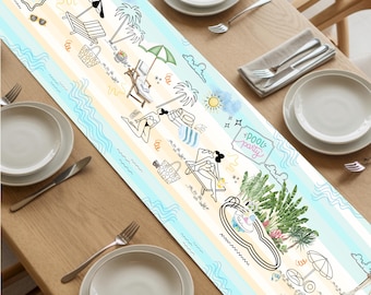 Tropical Beach Table Runner: Coastal Summer Party Decor