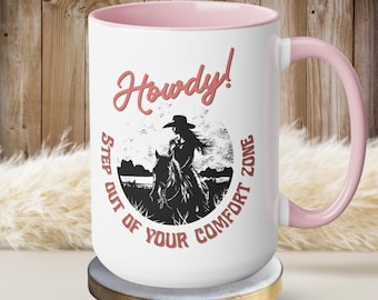 Cowgirl Coffee Mug – Pink Rodeo Horse Rider, Motivational Quote