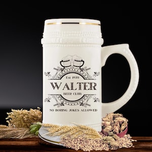 Personalized BEER STEIN 22 oz Custom Name Beer Mug for Men Funny Beer Lover Gift for Dad, Brother or Husband Vintage Bar Mug German Style