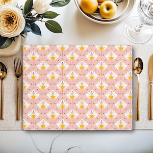 Pink Daisy Floral Placemat: Modern Cotton Table Decor
