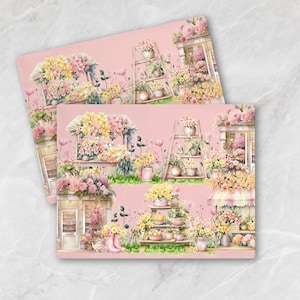 Floral Placemats with matching Runner, wildflowers Place Mat, Pink  Shabby Chic Table Decor Spring Table Mat Farmhouse