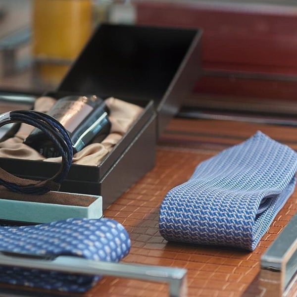 Signature silk printed tie | Designer Brand fashion | Premium Fine silk printed ties | High-end Sartorial accessory | Sophisticated Couture